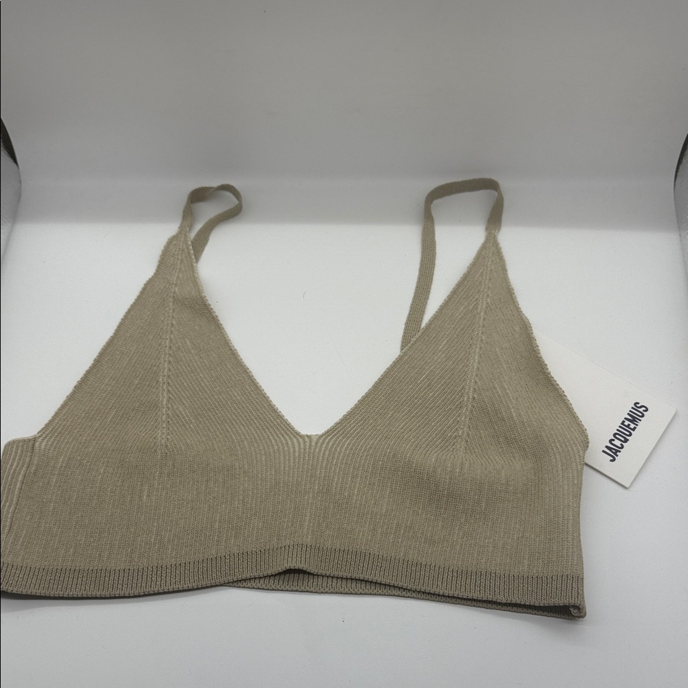 Jacquemus Le Bandeau Beige Knit Crop Top
